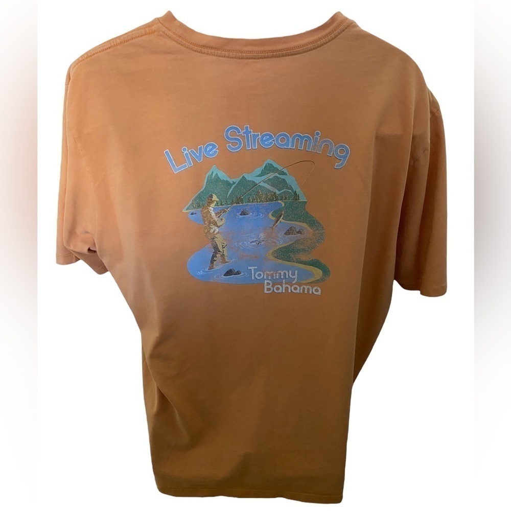 TOMMY BAHAMA “Live Streaming” Fishing Tee Shirt Men XL